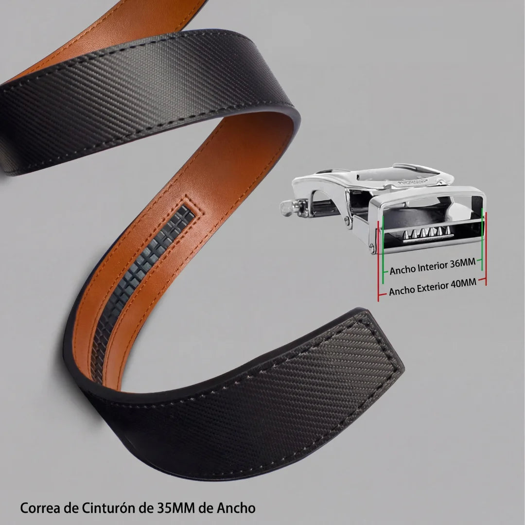 Cinturón de cuero con trinquete y hebilla ajustable AZERO™