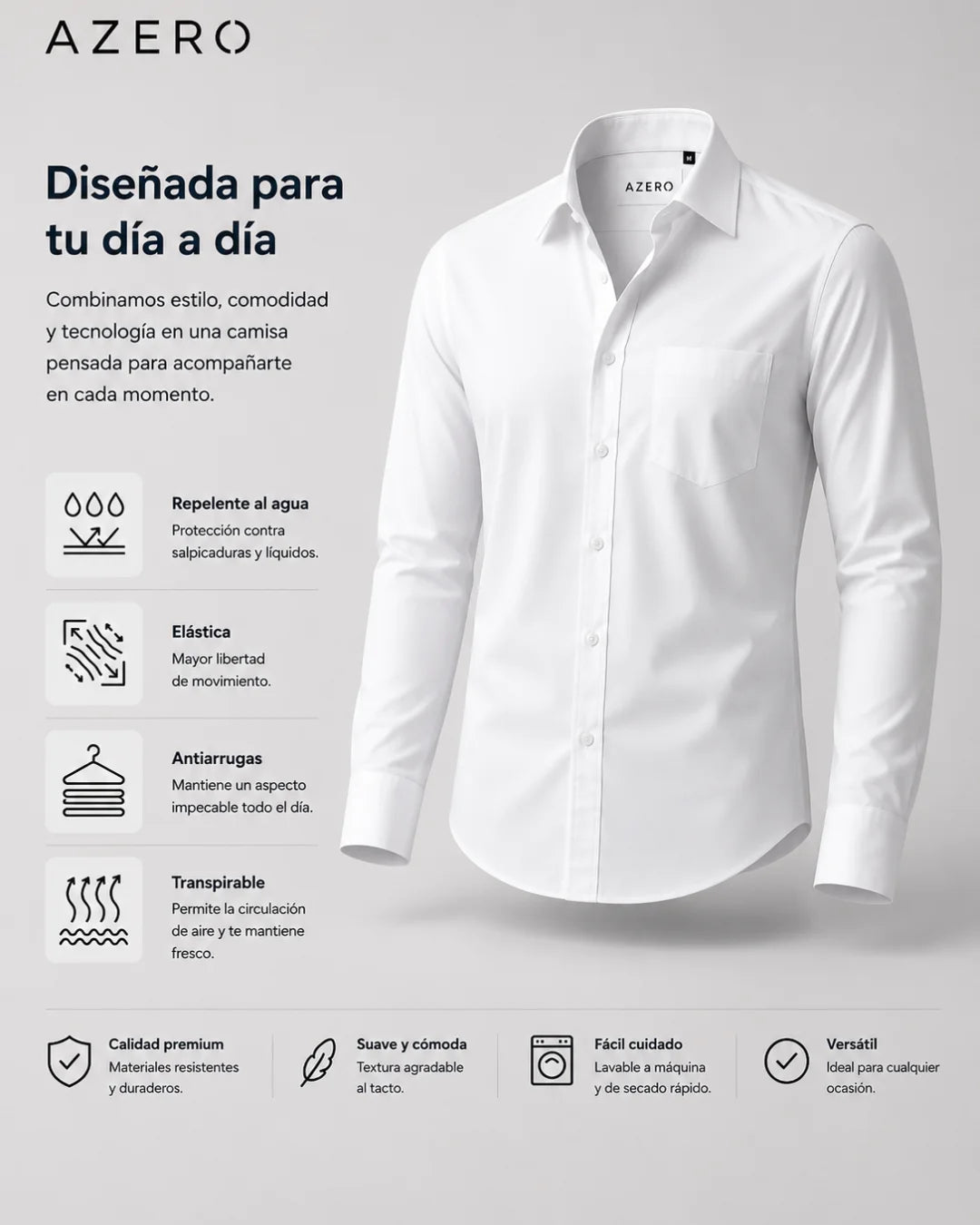 Imagina repeler líquidos y manchas sin perder la elegancia ni tener que planchar con| AZERO®